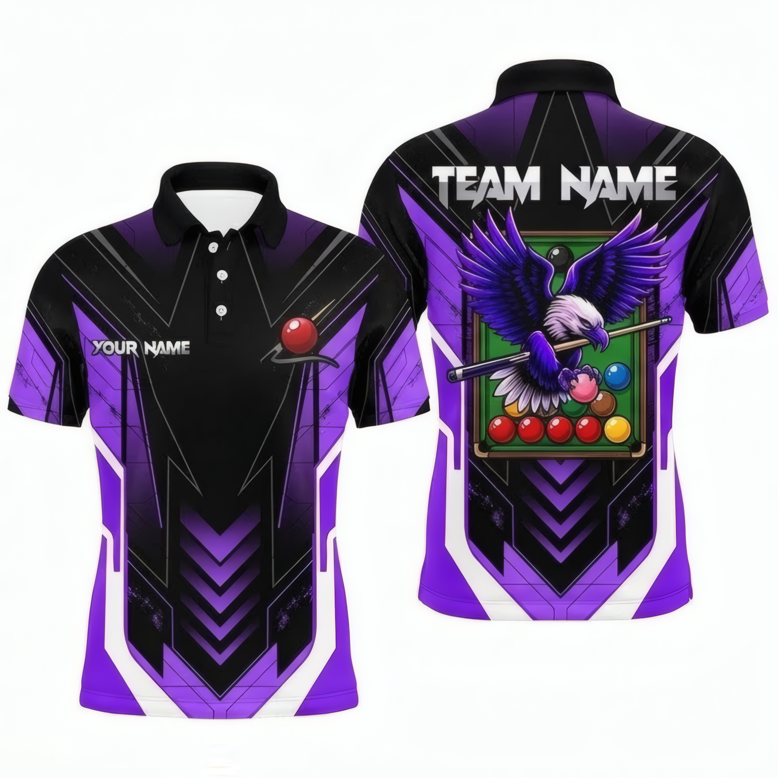 Personalised Eagle Snooker Jersey Polo and Zipper Purple Black For Men Z4317 - Polo Women (Slim fit)