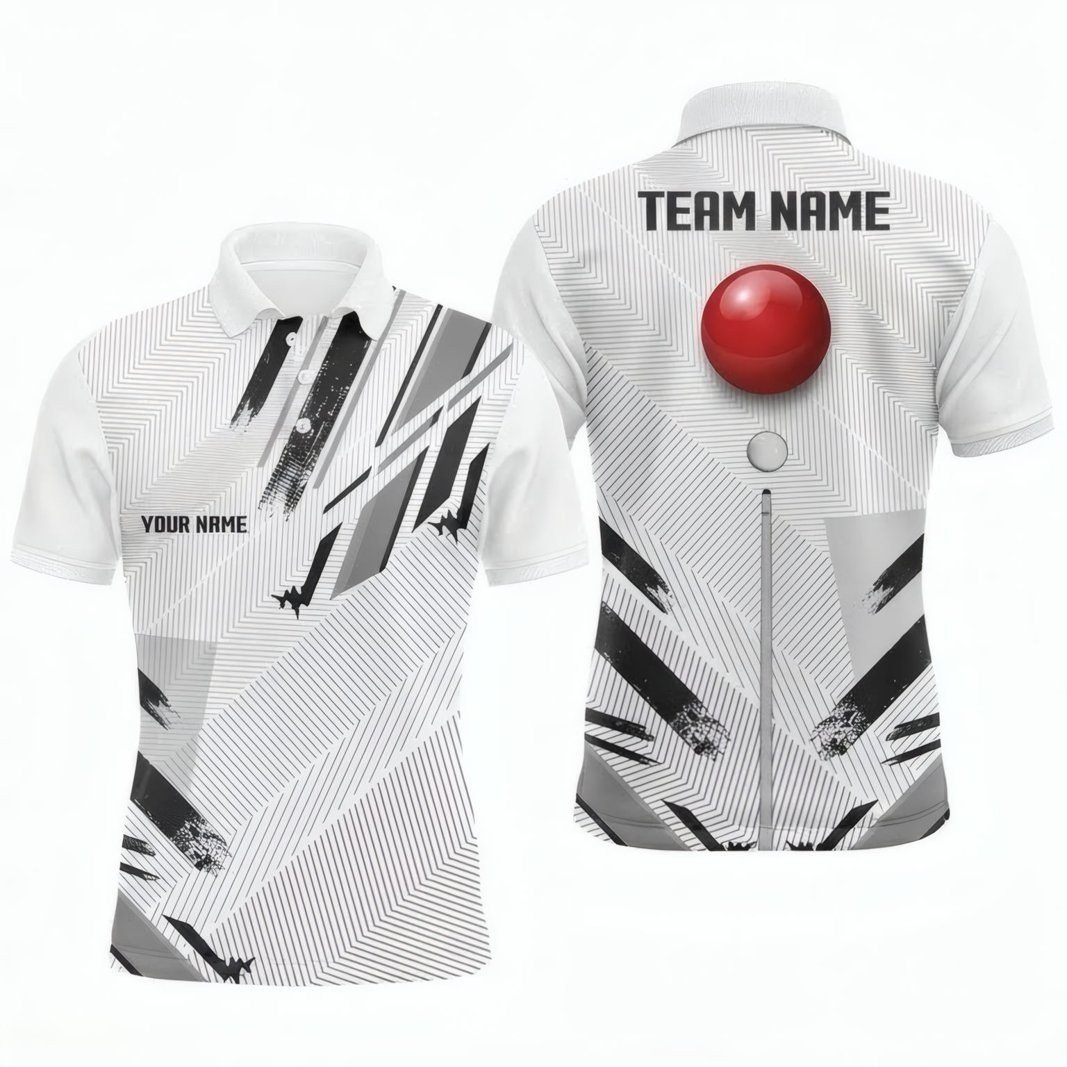 Personalised Abstract Snooker Jersey Polo and Zipper White Grey Black For Men Z7187 - Polo Women (Slim fit)