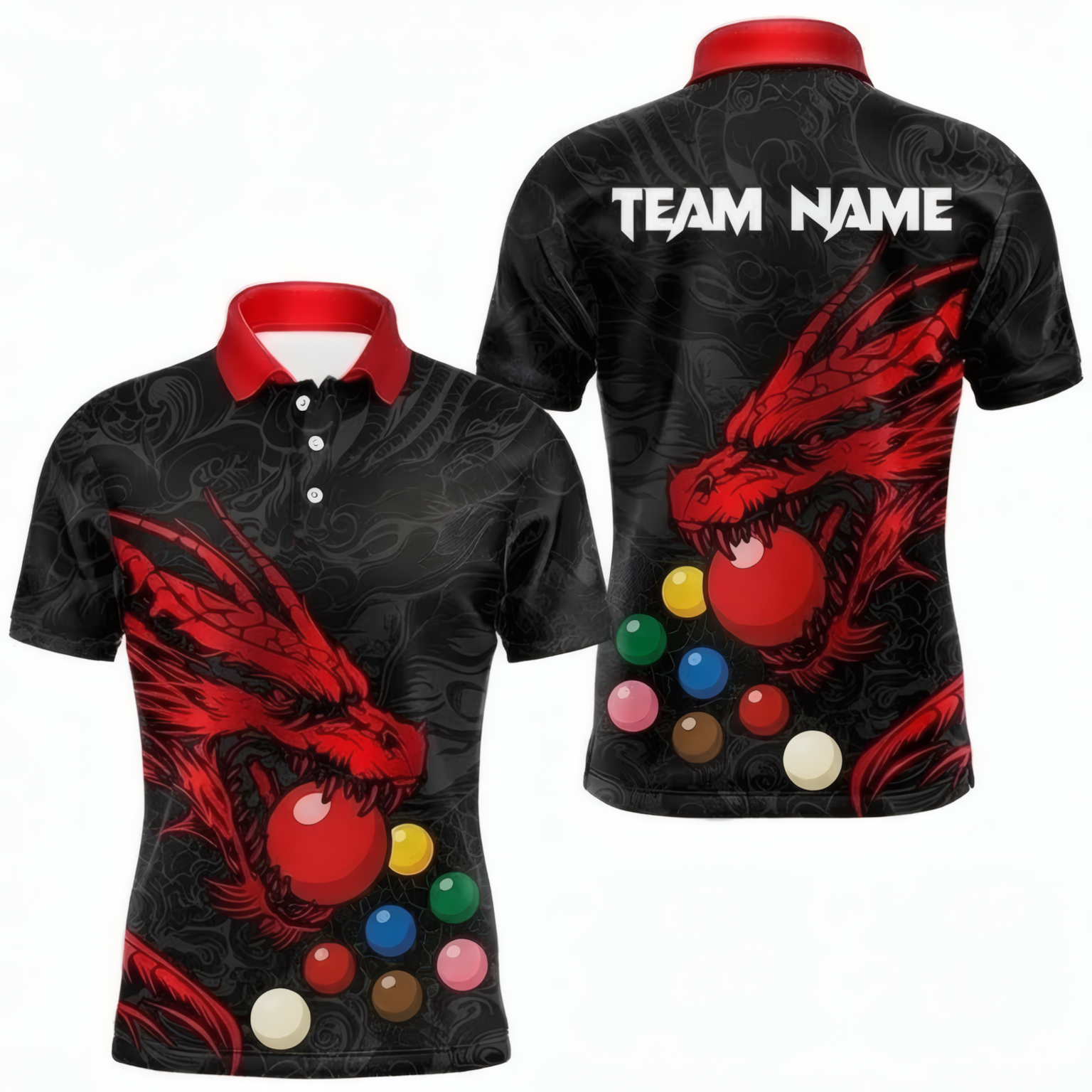 Personalised Red Dragon Snooker Jersey Polo and Zipper Shirt Black Red For Men X0632 - Polo Women (Slim fit)
