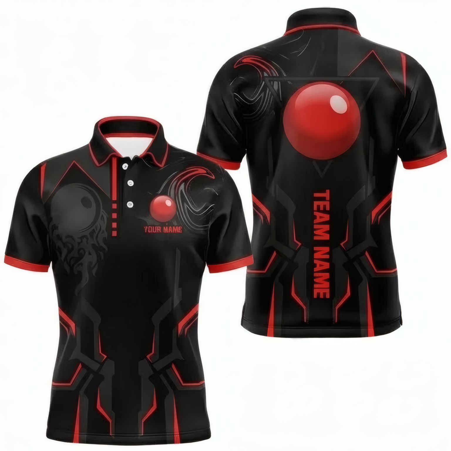 Personalised Red Ball Snooker Jersey Polo and Zipper Black Red For Men U5940 - Polo Women (Slim fit)