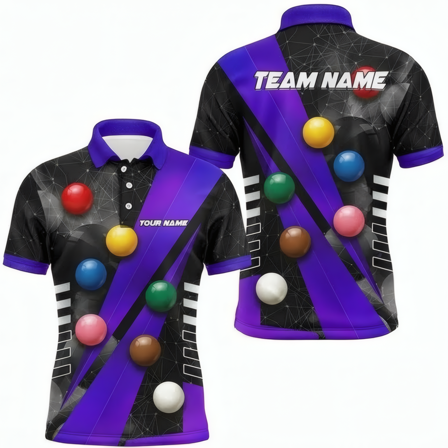 Personalised Snooker Ball Graphic Jersey Polo and Zipper for Men Custom Purple Black Snooker Shirt Z3961 - Polo Women (Slim fit)