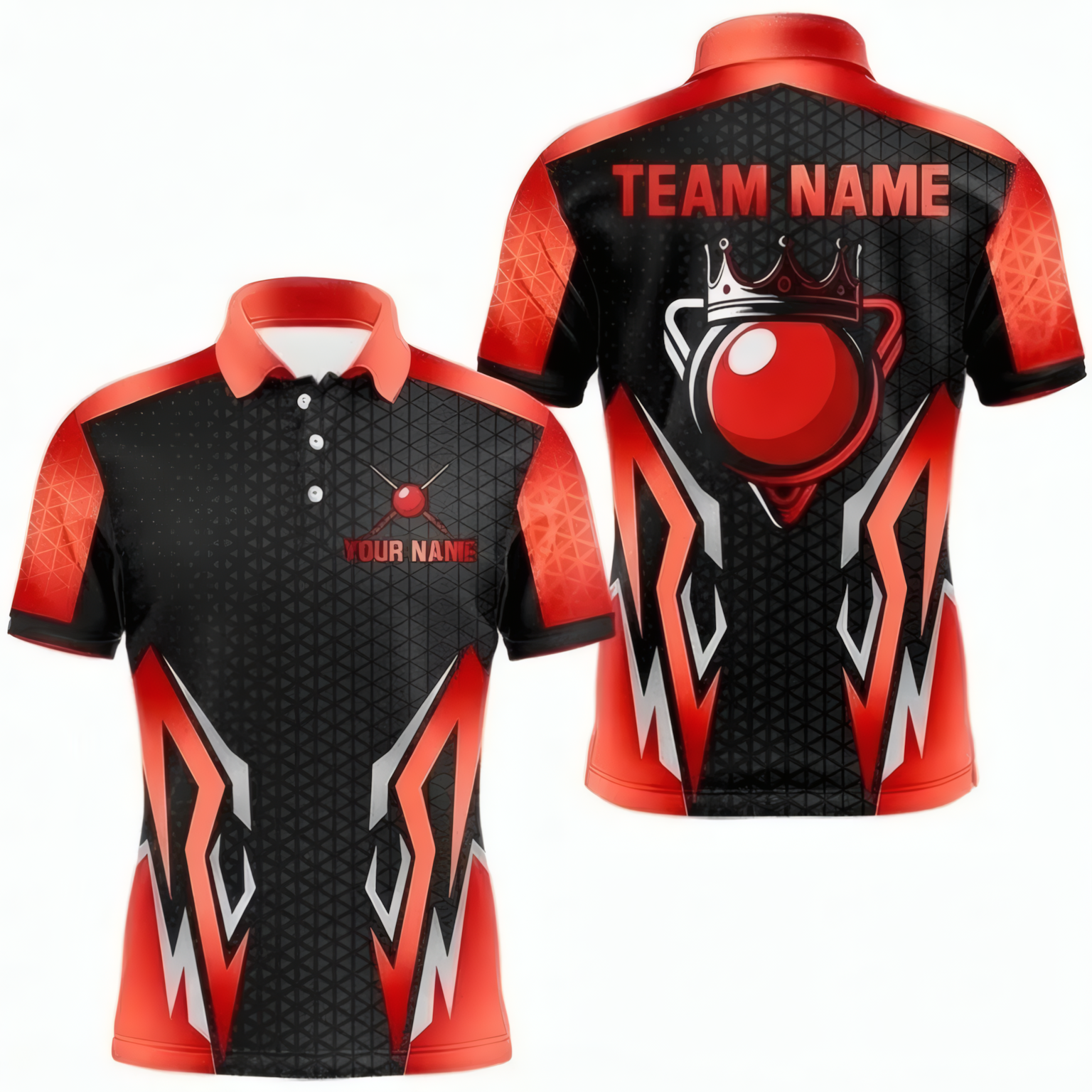 Personalised Crown Snooker Jersey Polo and Zipper Custom Shirt Red Black For Men Z4514 - Polo Women (Slim fit)