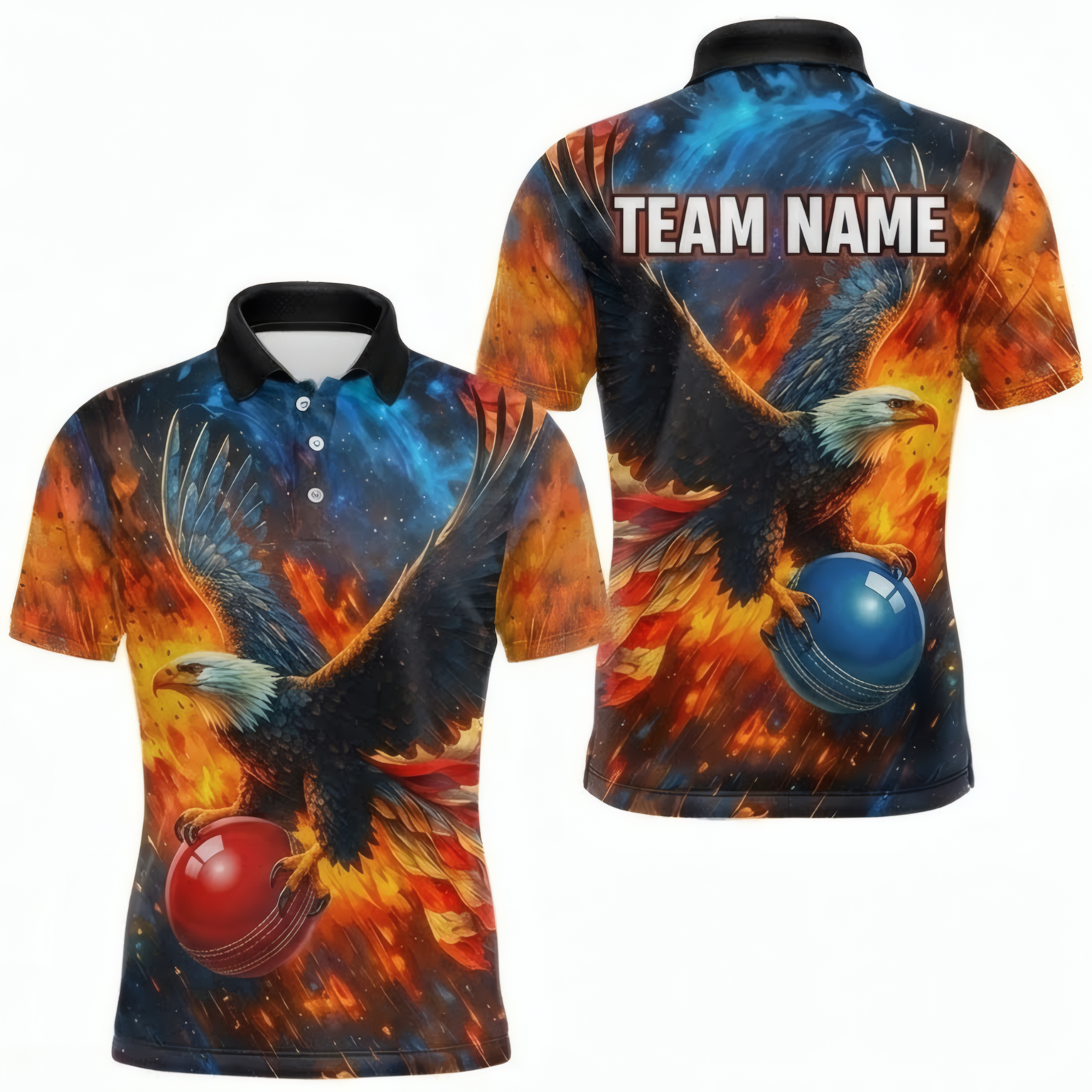 Personalised Eagle Fire Snooker Jersey Polo and Zipper Blue Orange For Men W0059 - Polo Women (Slim fit)
