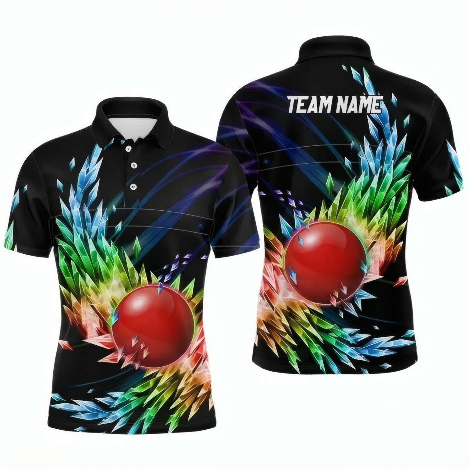 Personalised Abstract Crystal Snooker Jersey Polo and Zipper Black Multi-colour For Men H7331 - Polo Women (Slim fit)