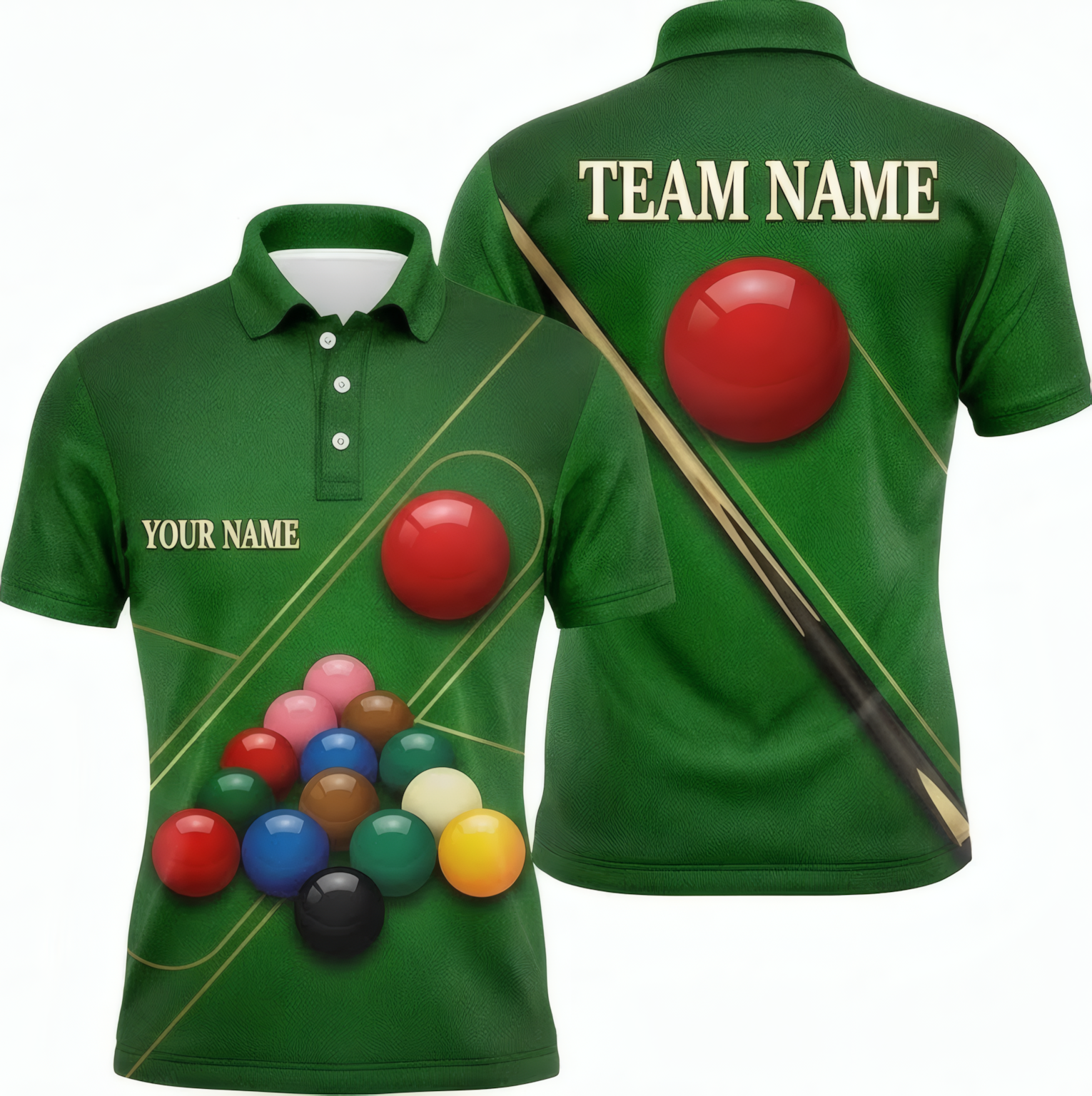 Personalised Snooker Ball and Cue Jersey Polo and Zipper Green For Men D5833 - Polo Women (Slim fit)
