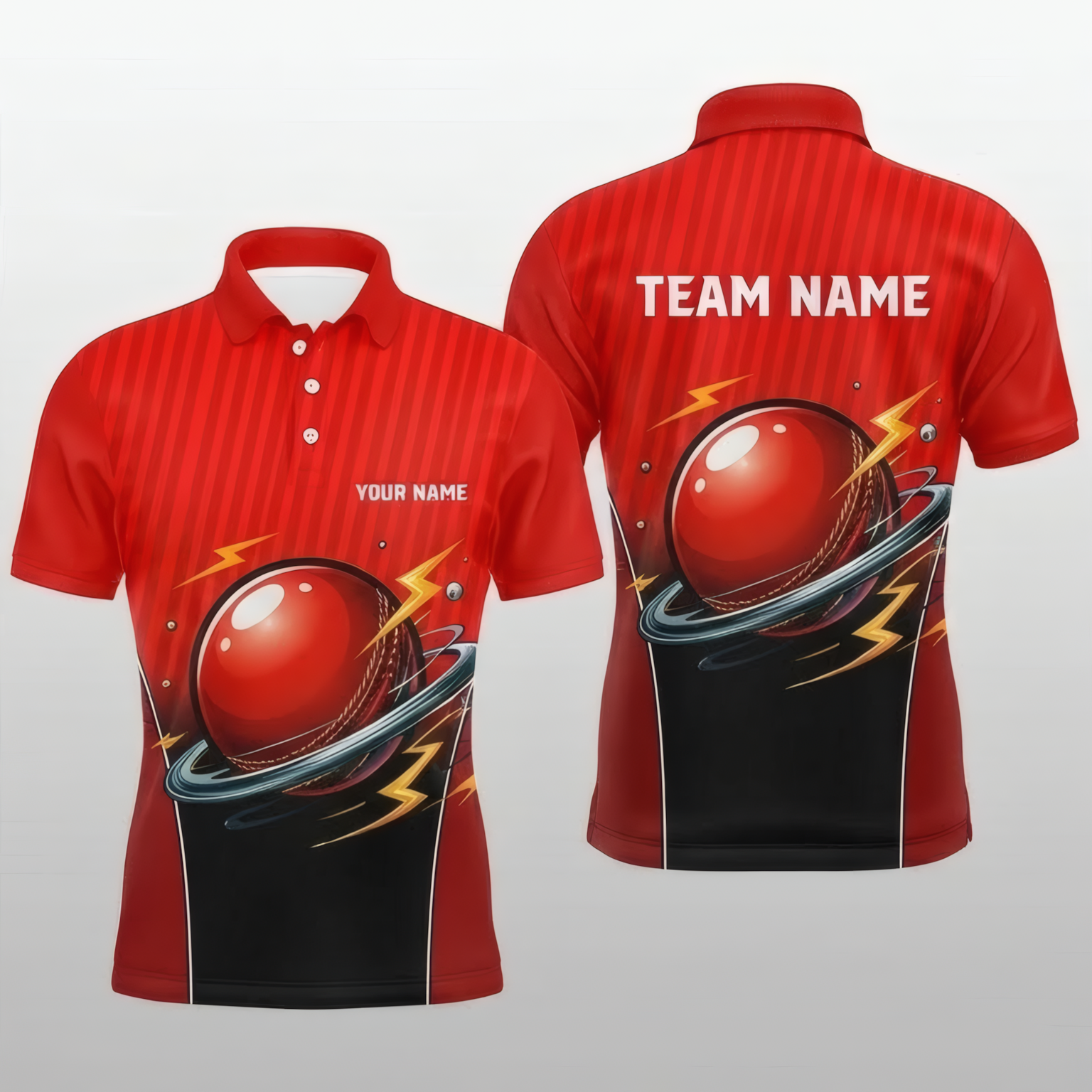 Personalised Lightning Red Ball Snooker Jersey Polo and Zipper Red Black For Men I2306 - Polo Women (Slim fit)