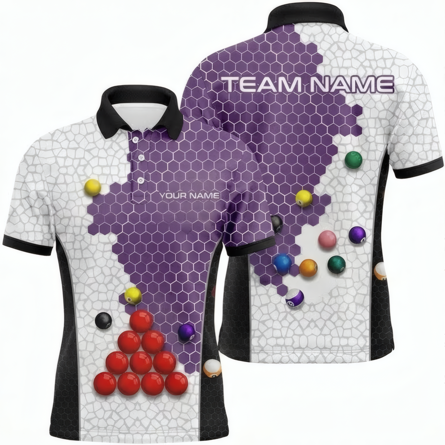 Personalised Purple Hexagon Snooker Jersey Polo and Zipper For Men V7102 - Polo Women (Slim fit)