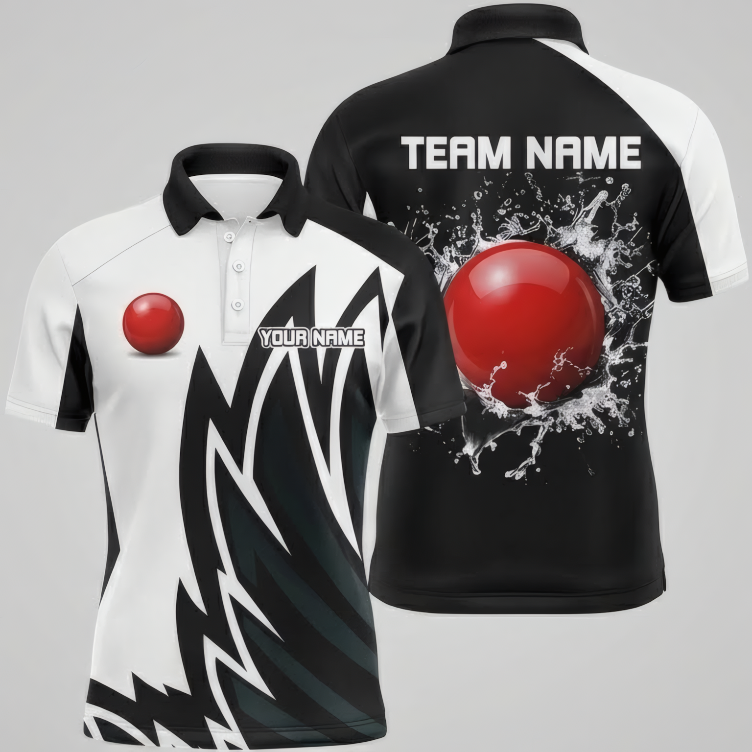 Personalised Red Ball Splash Snooker Jersey Polo and Zipper Custom Shirt Black White For Men M8750 - Polo Women (Slim fit)