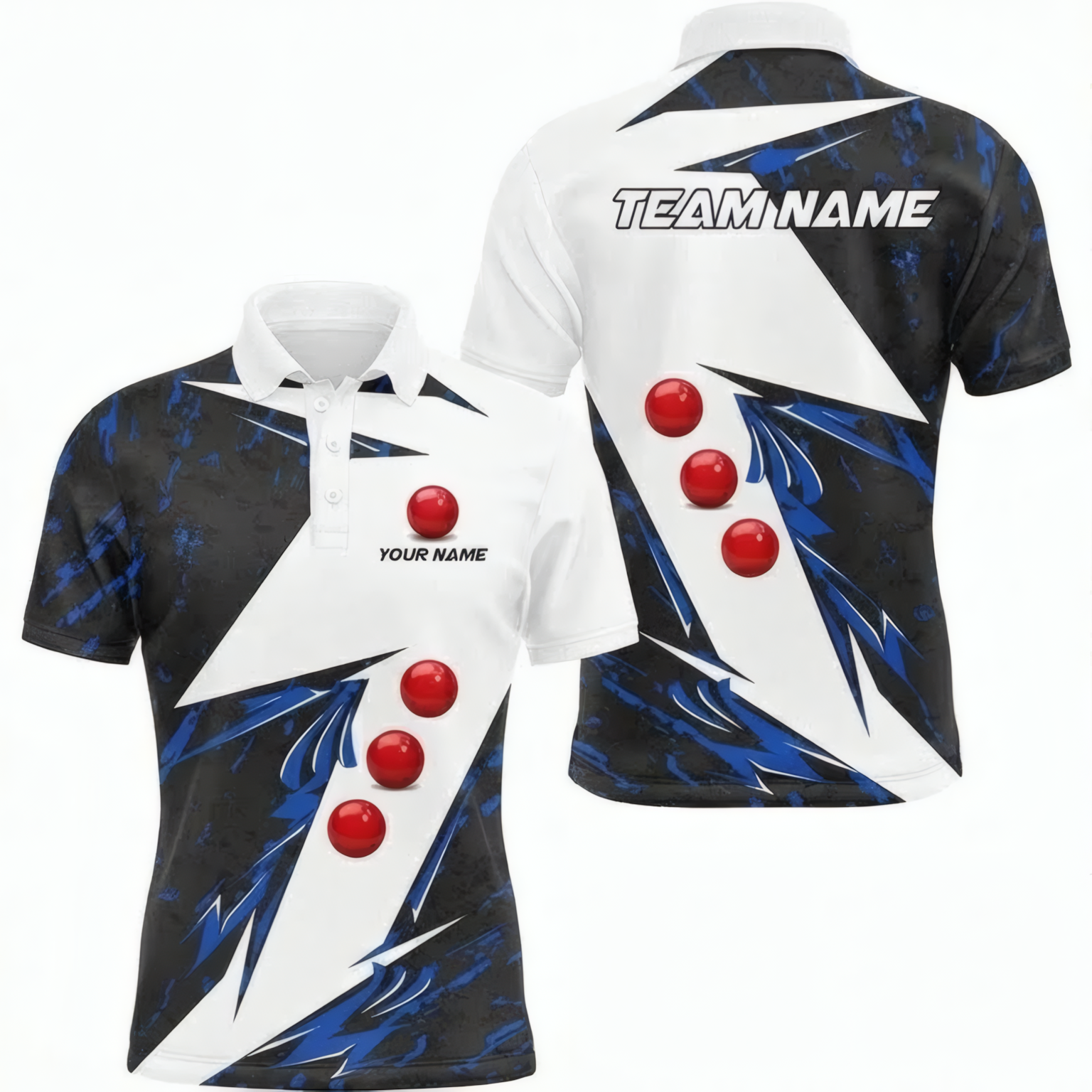 Personalised Abstract Snooker Jersey Polo and Zipper Shirt Blue Black White For Men F7758 - Polo Women (Slim fit)