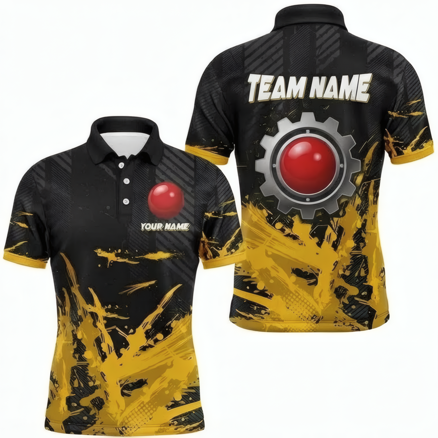 Personalised Gear and Splash Snooker Jersey Polo and Zipper Black Gold For Men C7489 - Polo Women (Slim fit)