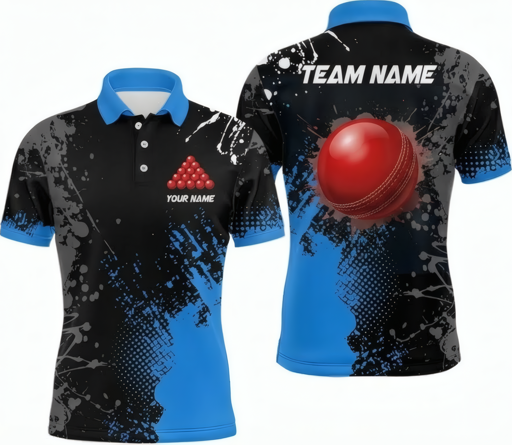 Personalised Splatter Snooker Jersey Polo and Zipper Blue Black For Men L2553 - Polo Women (Slim fit)