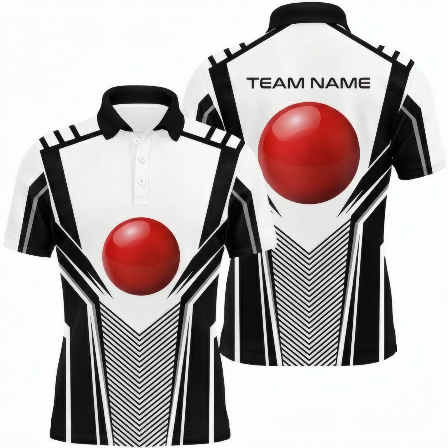 Personalised Red Ball Snooker Jersey for Men Custom Polo and Zipper Shirt Black White Geometric Design J6430 - Polo Women (Slim fit)