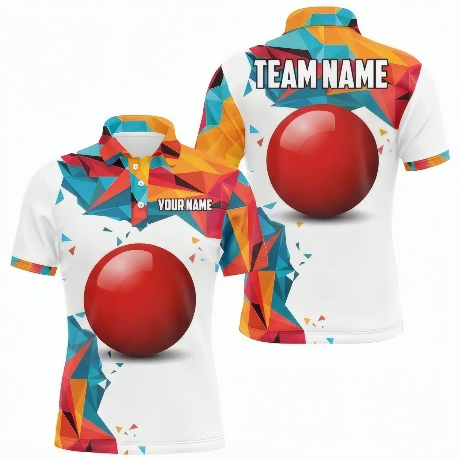 Personalised Abstract Geometric Snooker Jersey Polo and Zipper Red Ball Multi-colour For Men J2347 - Polo Women (Slim fit)