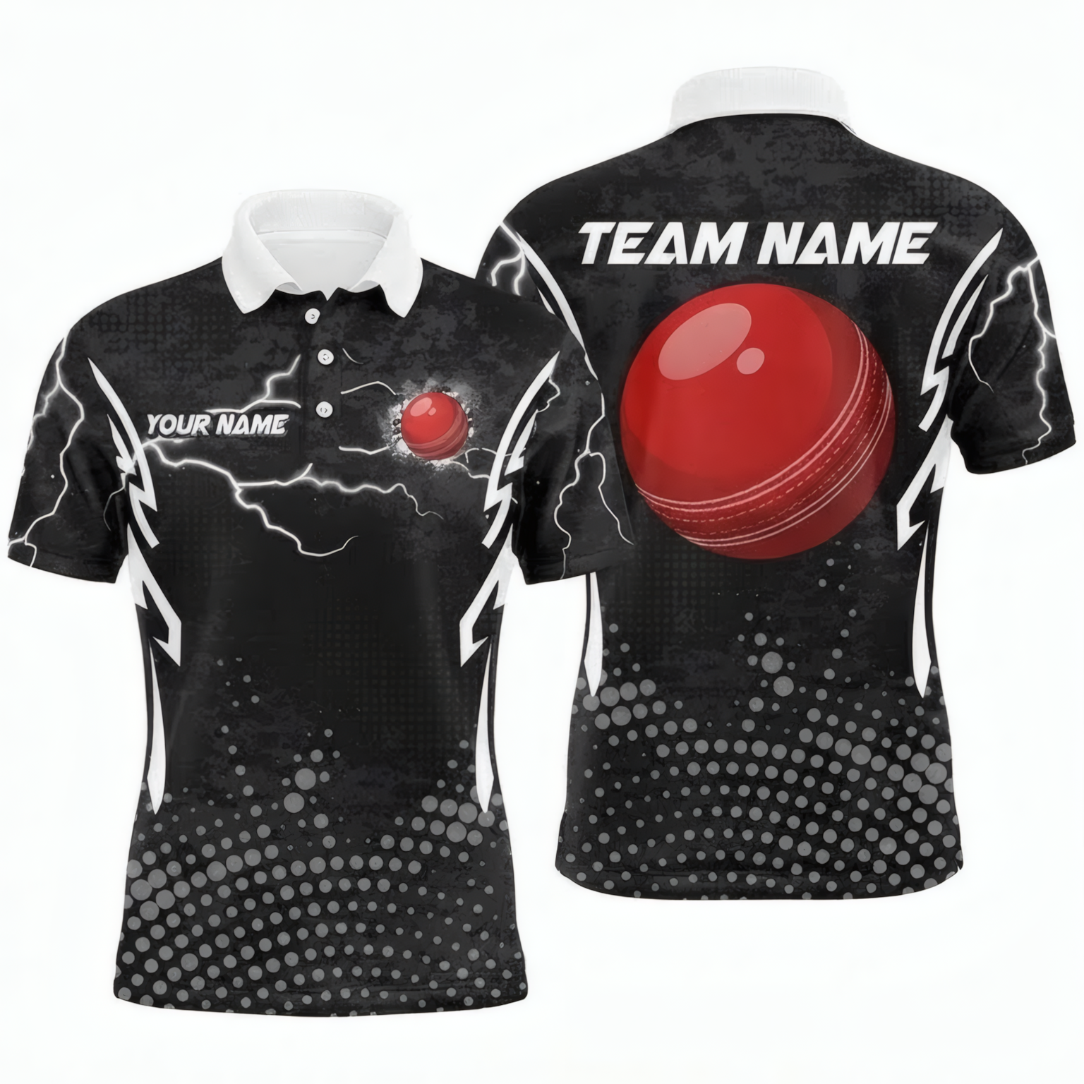 Personalised Lightning Bolt Red Ball Snooker Jersey Polo and Zipper Black White For Men X0621 - Polo Women (Slim fit)