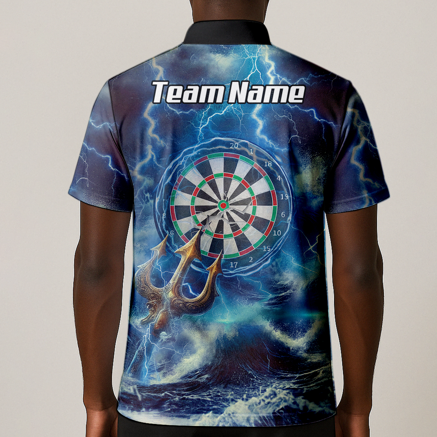 Personalised Poseidon Greek God Dart Jersey Polo and Zipper Blue Lightning For Men P9182