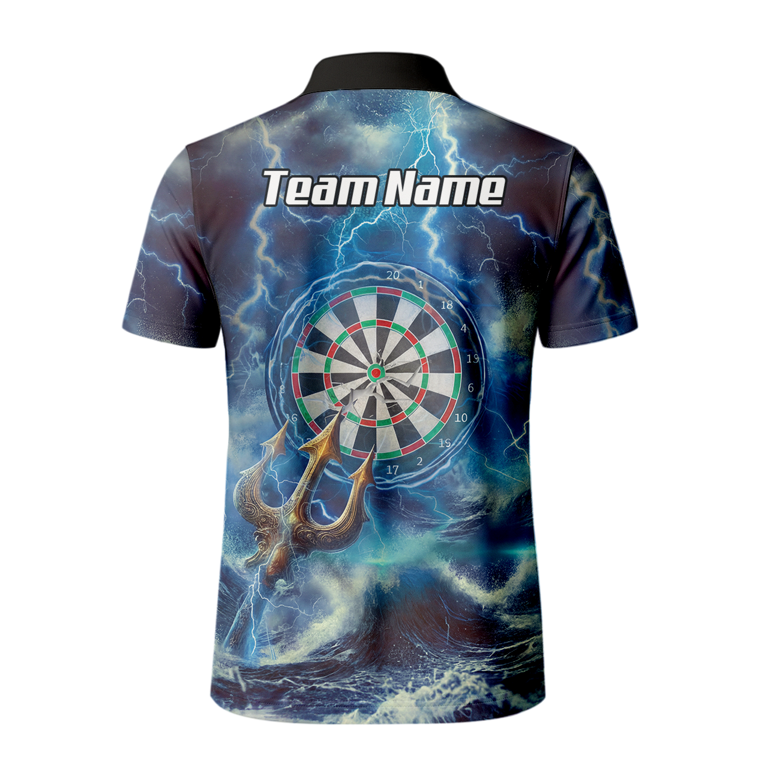 Personalised Poseidon Greek God Dart Jersey Polo and Zipper Blue Lightning For Men P9182