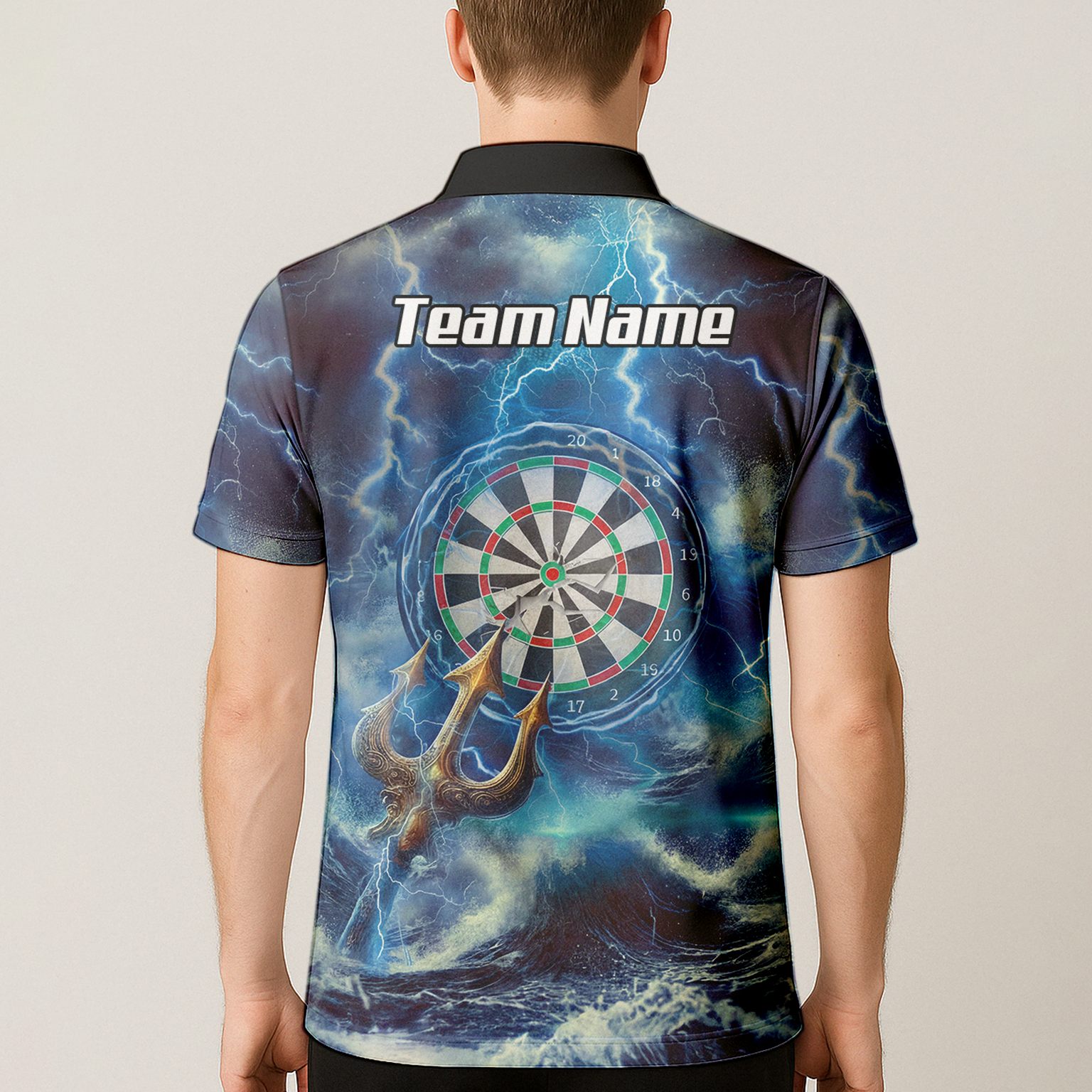 Personalised Poseidon Greek God Dart Jersey Polo and Zipper Blue Lightning For Men P9182