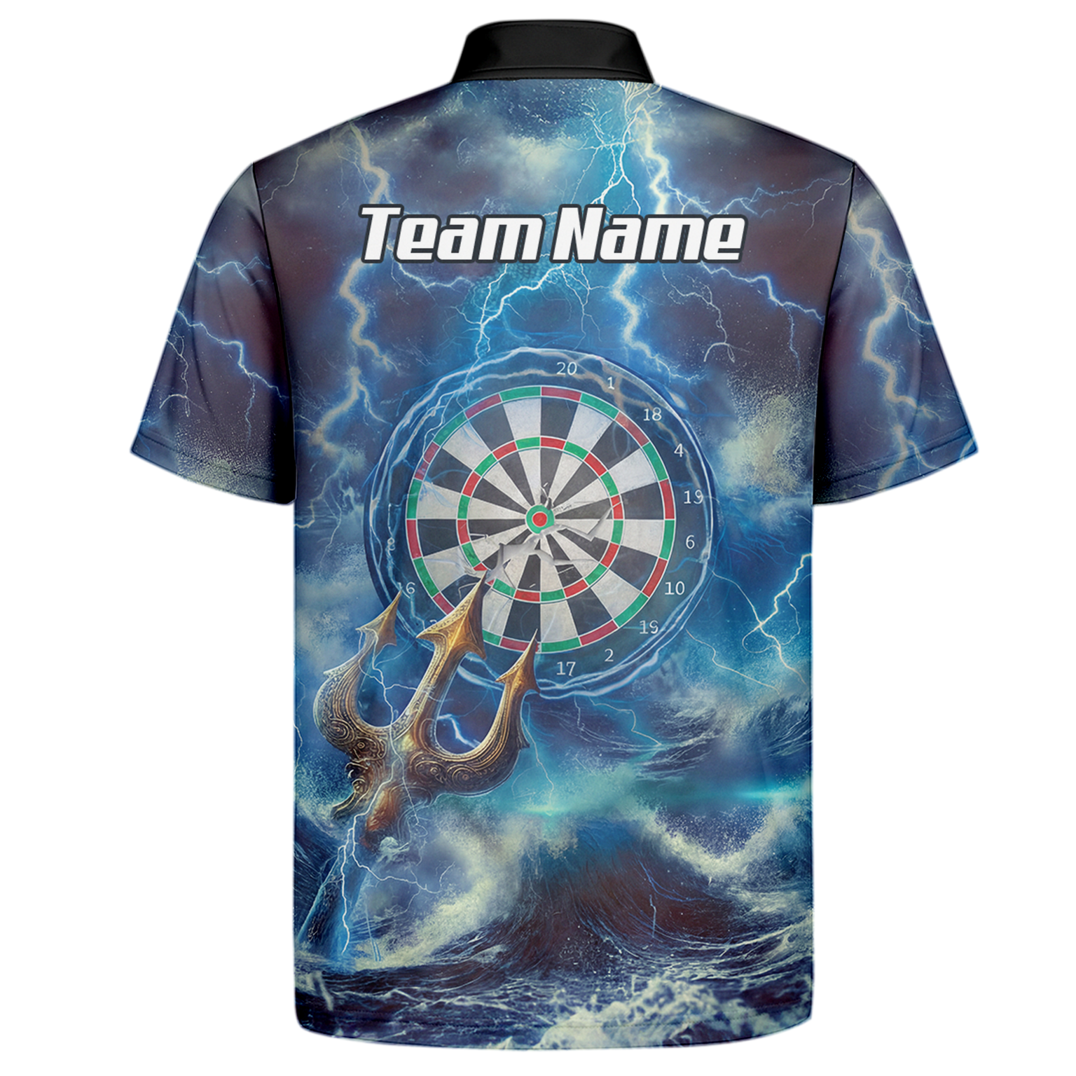 Personalised Poseidon Greek God Dart Jersey Polo and Zipper Blue Lightning For Men P9182