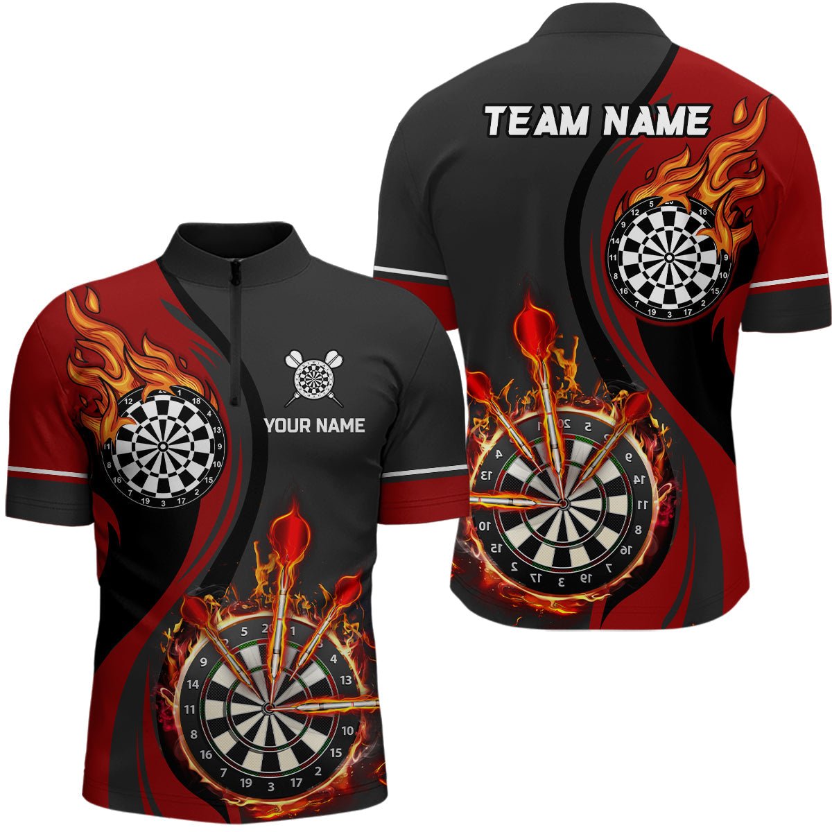 Rotes Feuerflammen Herren Darts Polo Shirt | Maßgeschneiderte Dartshirts für Männer | Dart Trikots L1475 - Outfitsuche