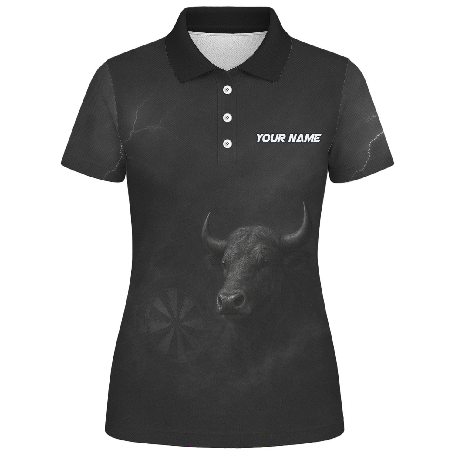 Personalized Bull Grunge Black Dart Polo Shirt Custom Name For Women Q9584 additional image 1