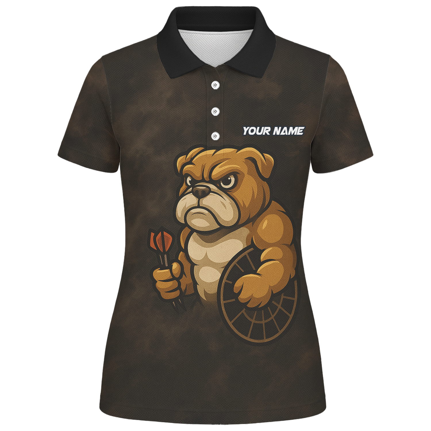 Personalized Bulldog Darts Polo Shirt Grunge Brown Black For Women Z6788 additional image 1