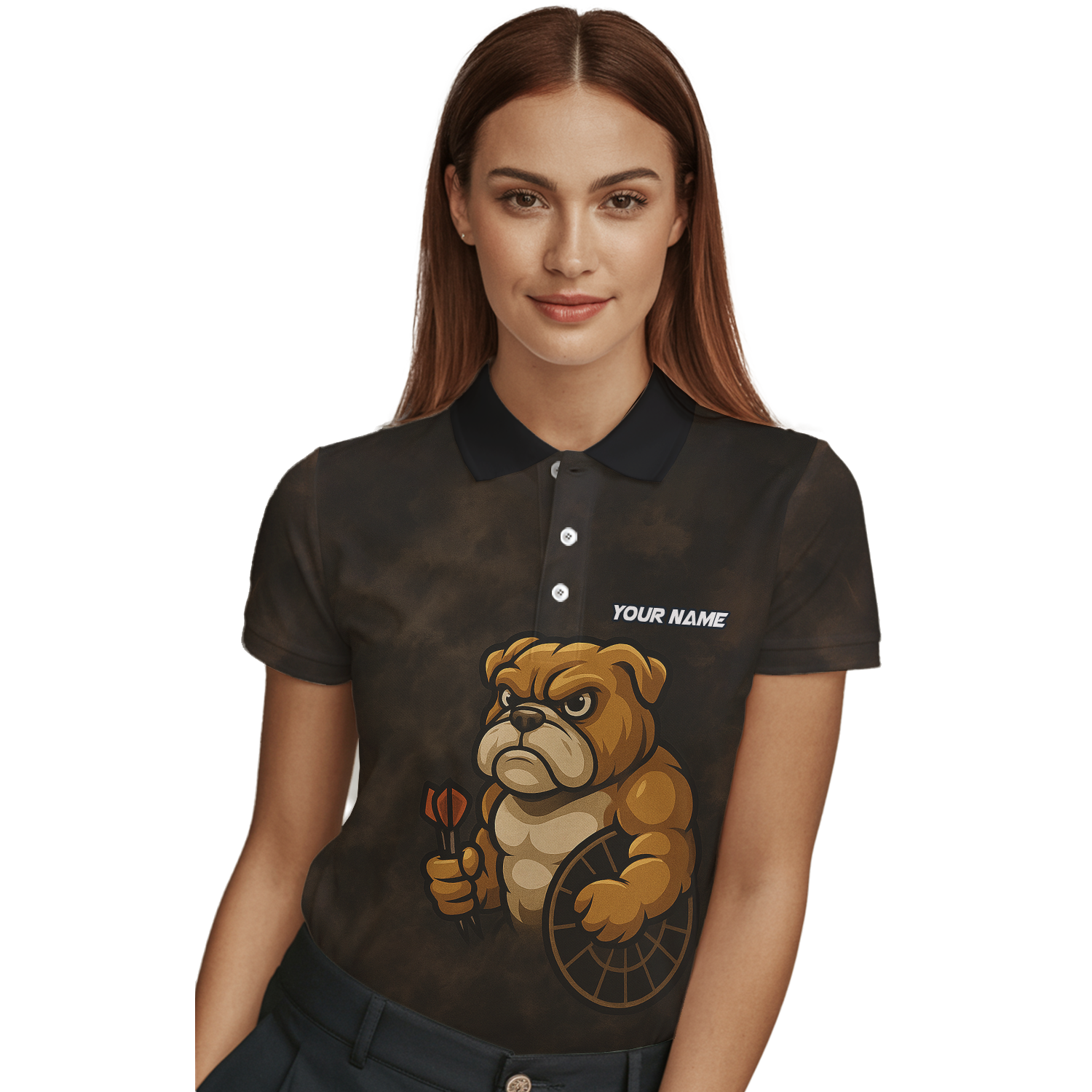 Personalized Bulldog Darts Polo Shirt Grunge Brown Black For Women Z6788 additional image 3