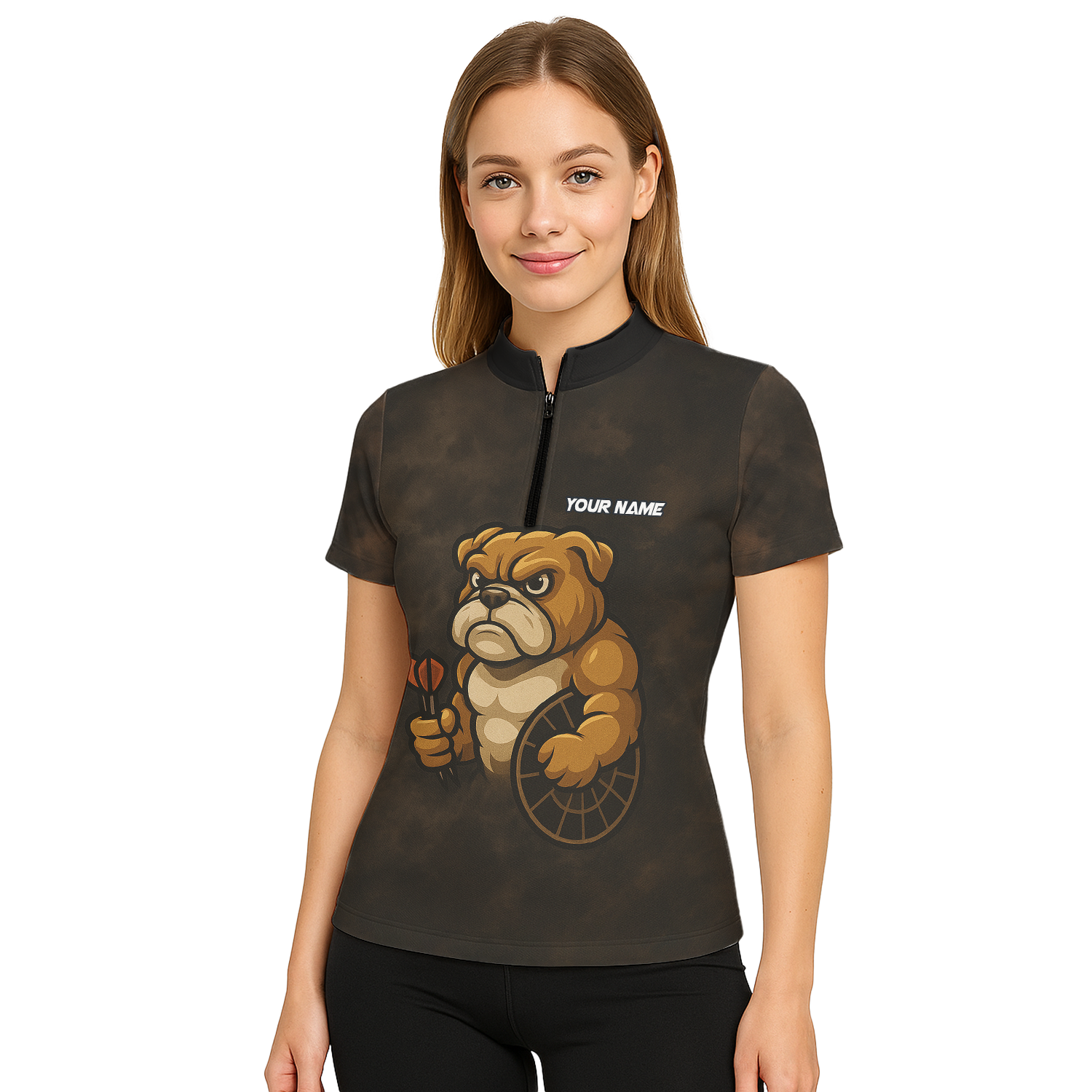 Personalized Bulldog Darts Polo Shirt Grunge Brown Black For Women Z6788 additional image 5