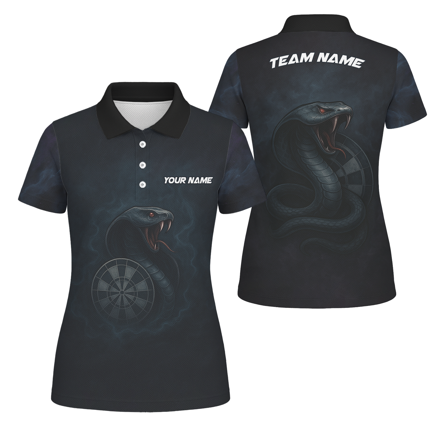 Personalized Cobra Snake Dart Jersey Polo Shirt Black For Women U6415 main image - polo, Pocket No
