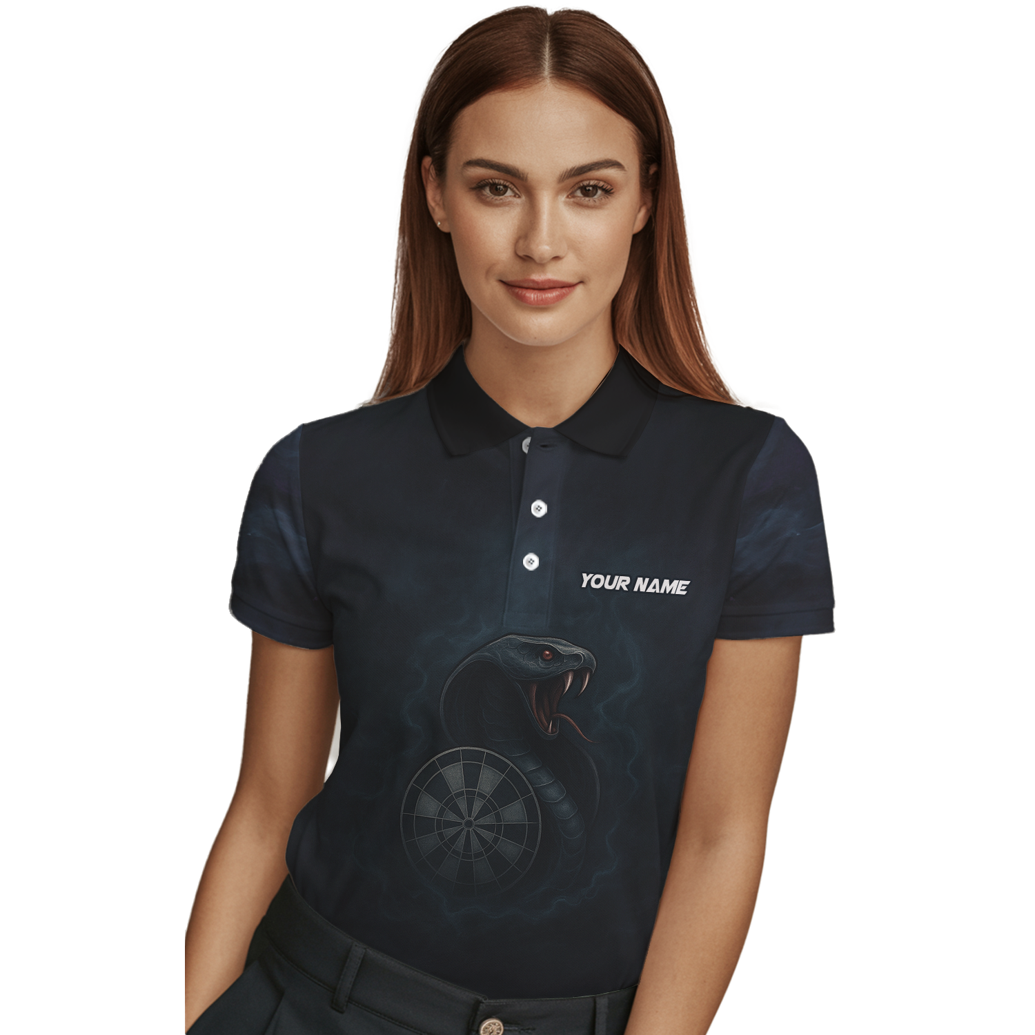 Personalized Cobra Snake Dart Jersey Polo Shirt Black For Women U6415 additional image 3