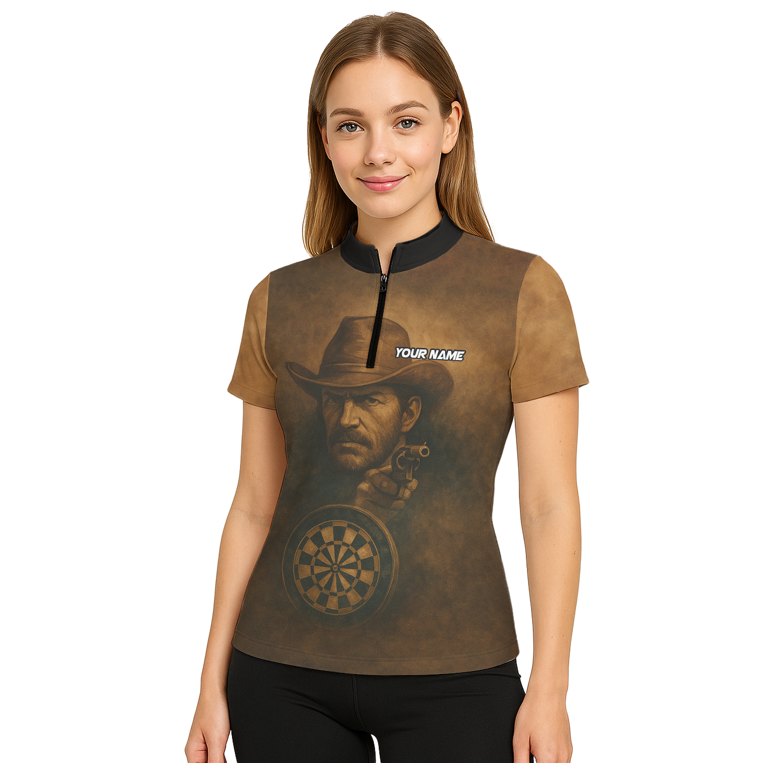 Personalized Cowboy Western Saloon Darts Polo Shirt Brown Black For Women W6648 additional image 5