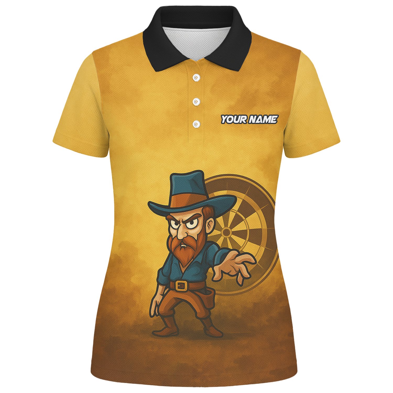 Personalized Cowboy Wild West Dart Jersey Custom Name Team Polo Brown Yellow For Women Z4073 additional image 1
