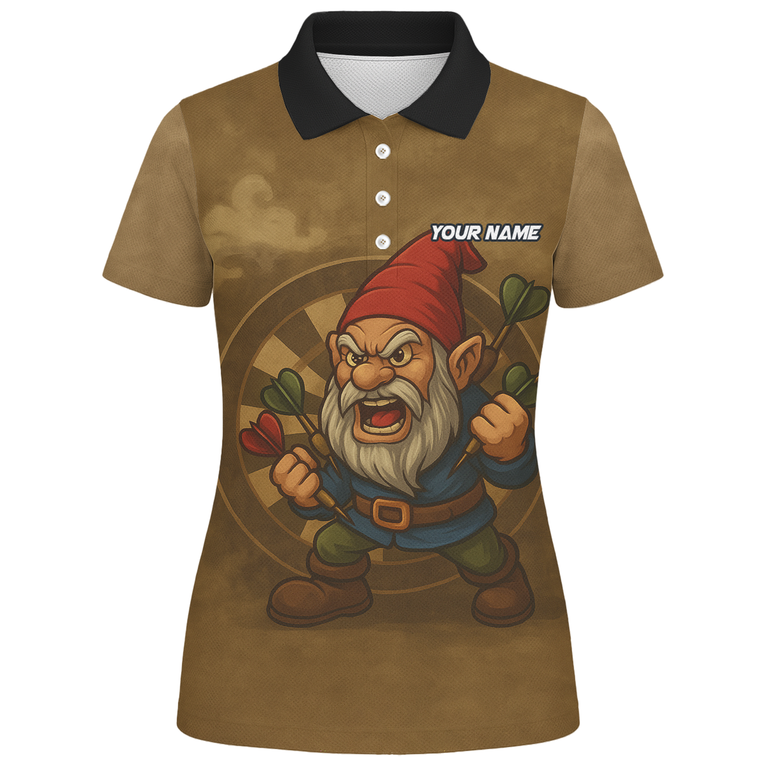 Personalized Custom Dart Jersey Angry Gnome Brown Dart Polo Shirt For Women additional image 1