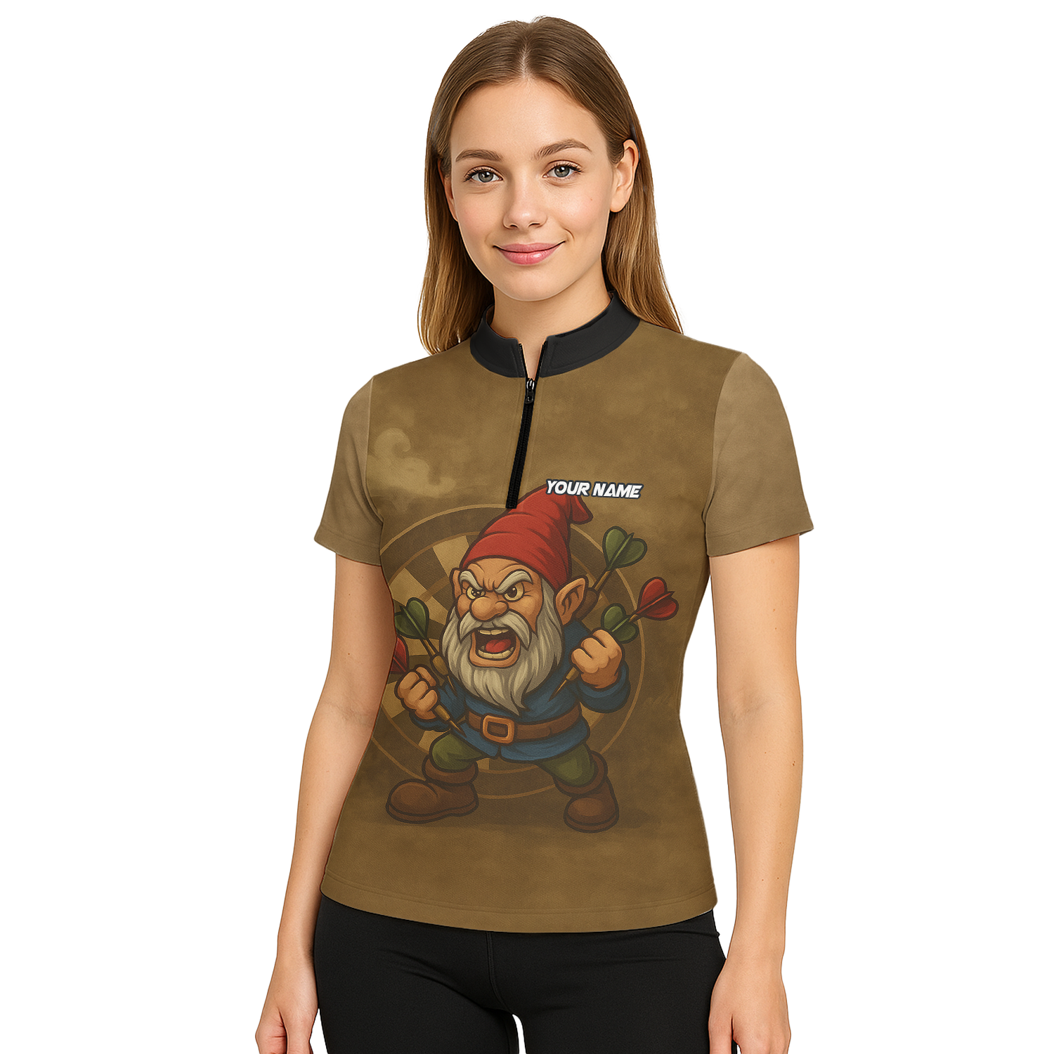 Personalized Custom Dart Jersey Angry Gnome Brown Dart Polo Shirt For Women additional image 5