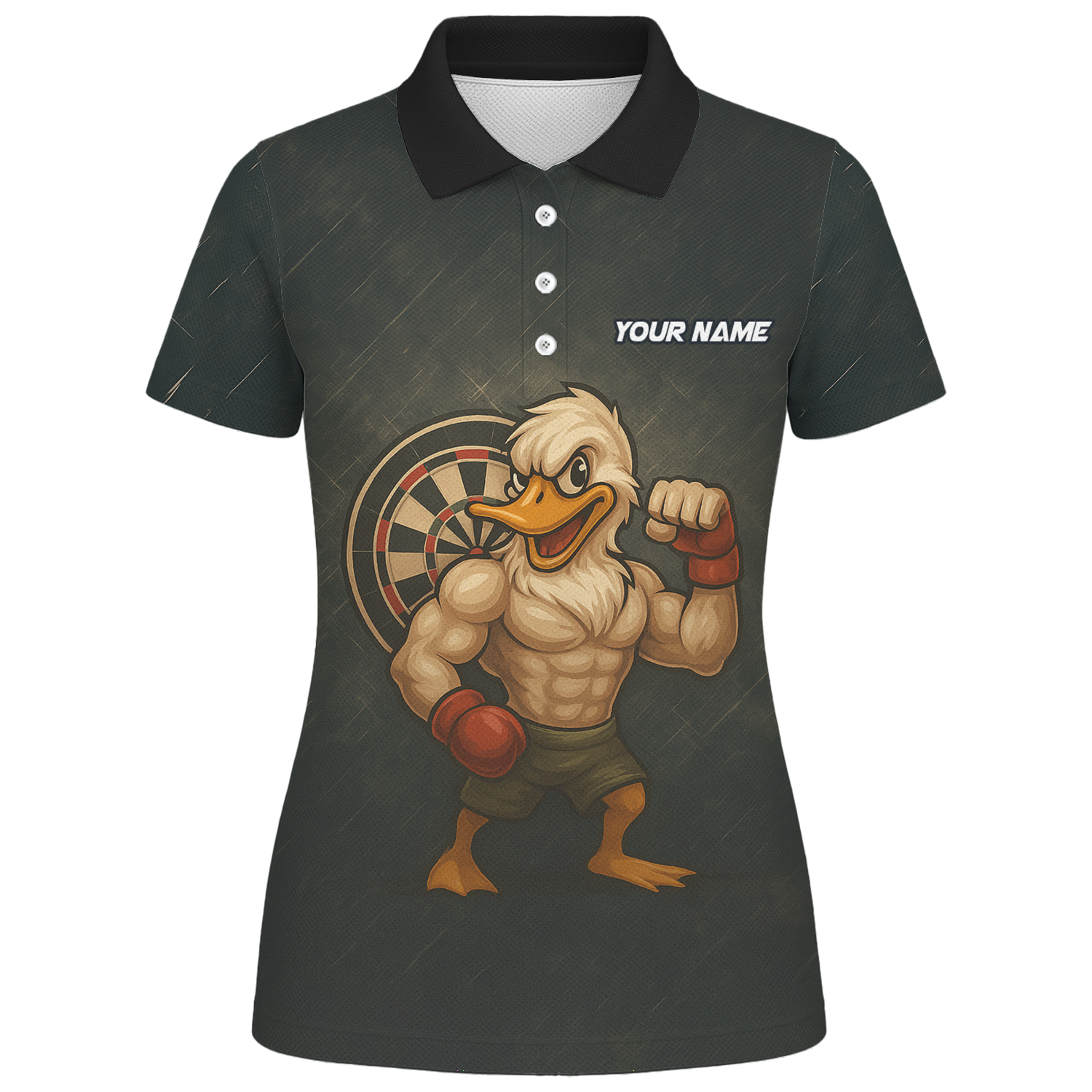 Personalized Custom Muscle Duck Dart Shirt Polo Dark Gray Name Team For Women L5012 additional image 1