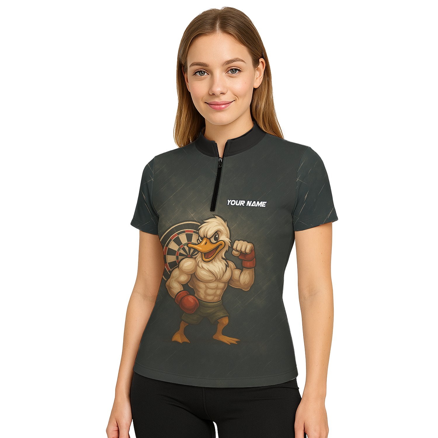 Personalized Custom Muscle Duck Dart Shirt Polo Dark Gray Name Team For Women L5012 additional image 5