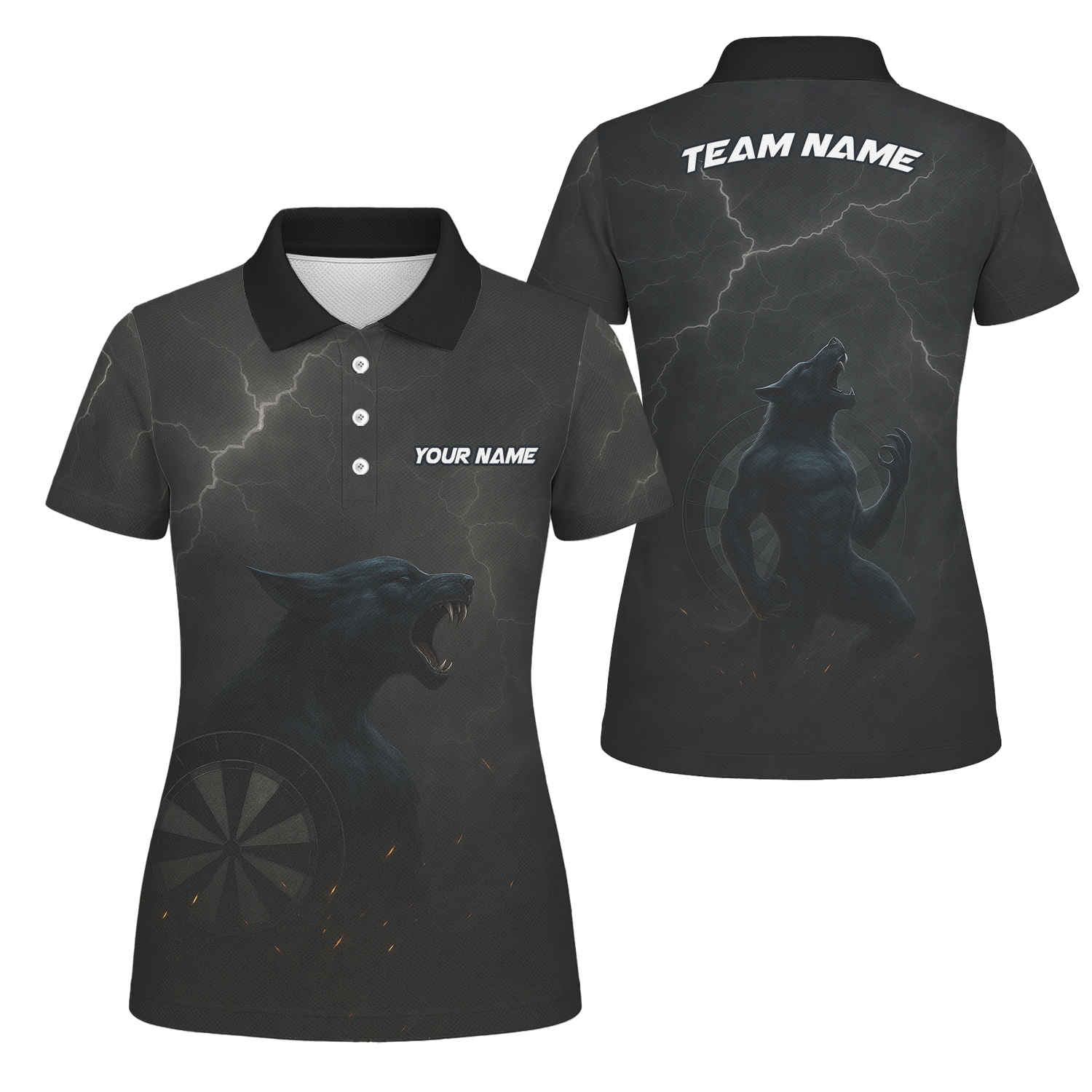 Personalized Dark Wolf Lightning Darts Shirt Polo For Women A1881 main image - polo, Pocket No