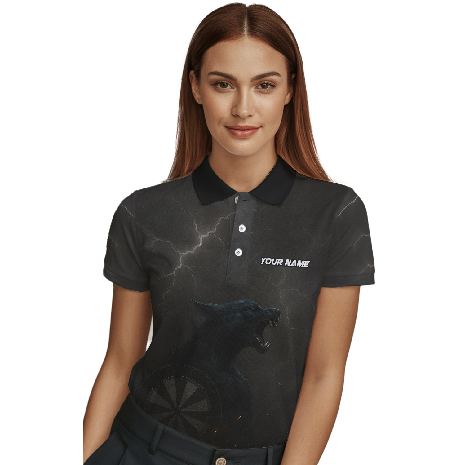 Personalized Dark Wolf Lightning Darts Shirt Polo For Women A1881 additional image 3