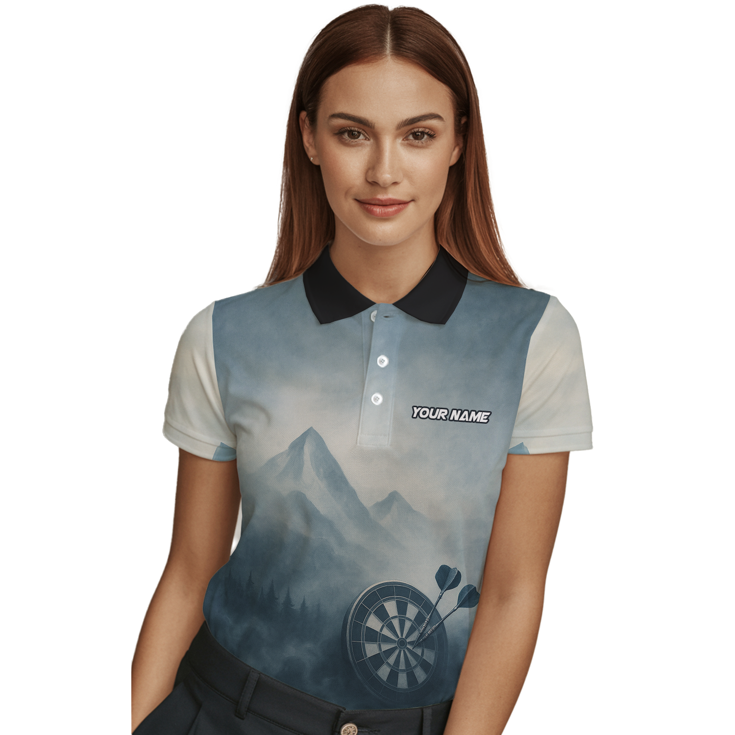 Personalized Dart Jersey Polo Shirt Deer Mountain Fog Custom Name Team For Women P5260 additional image 3