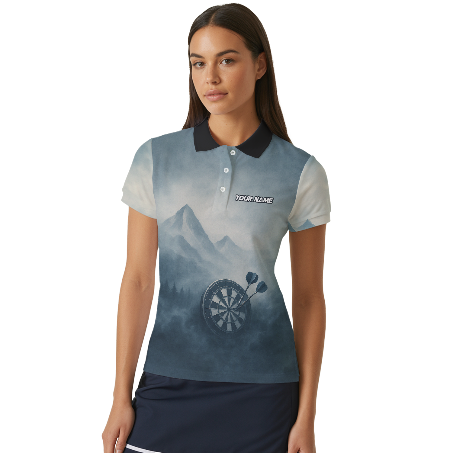 Personalized Dart Jersey Polo Shirt Deer Mountain Fog Custom Name Team For Women P5260 additional image 4