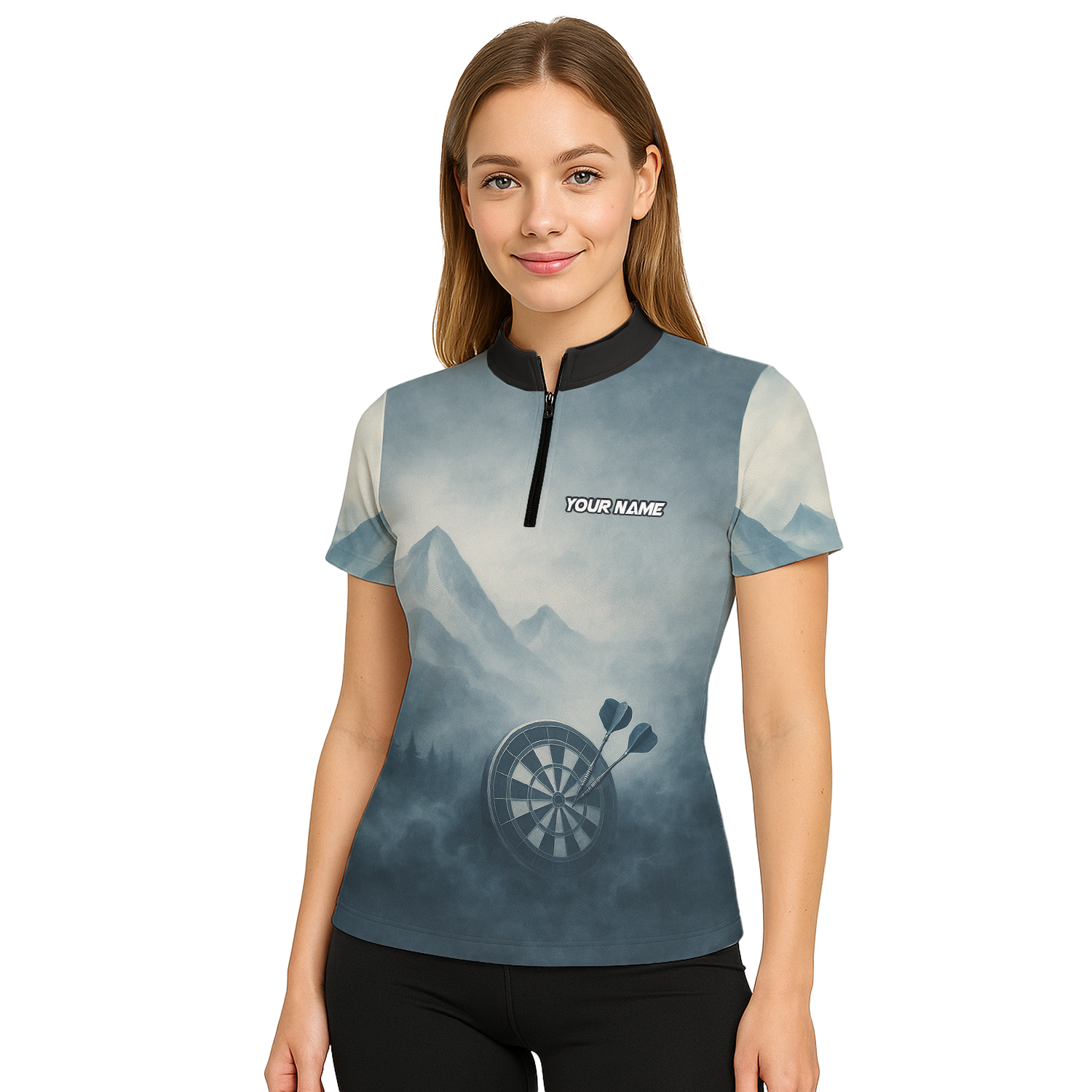 Personalized Dart Jersey Polo Shirt Deer Mountain Fog Custom Name Team For Women P5260 additional image 5