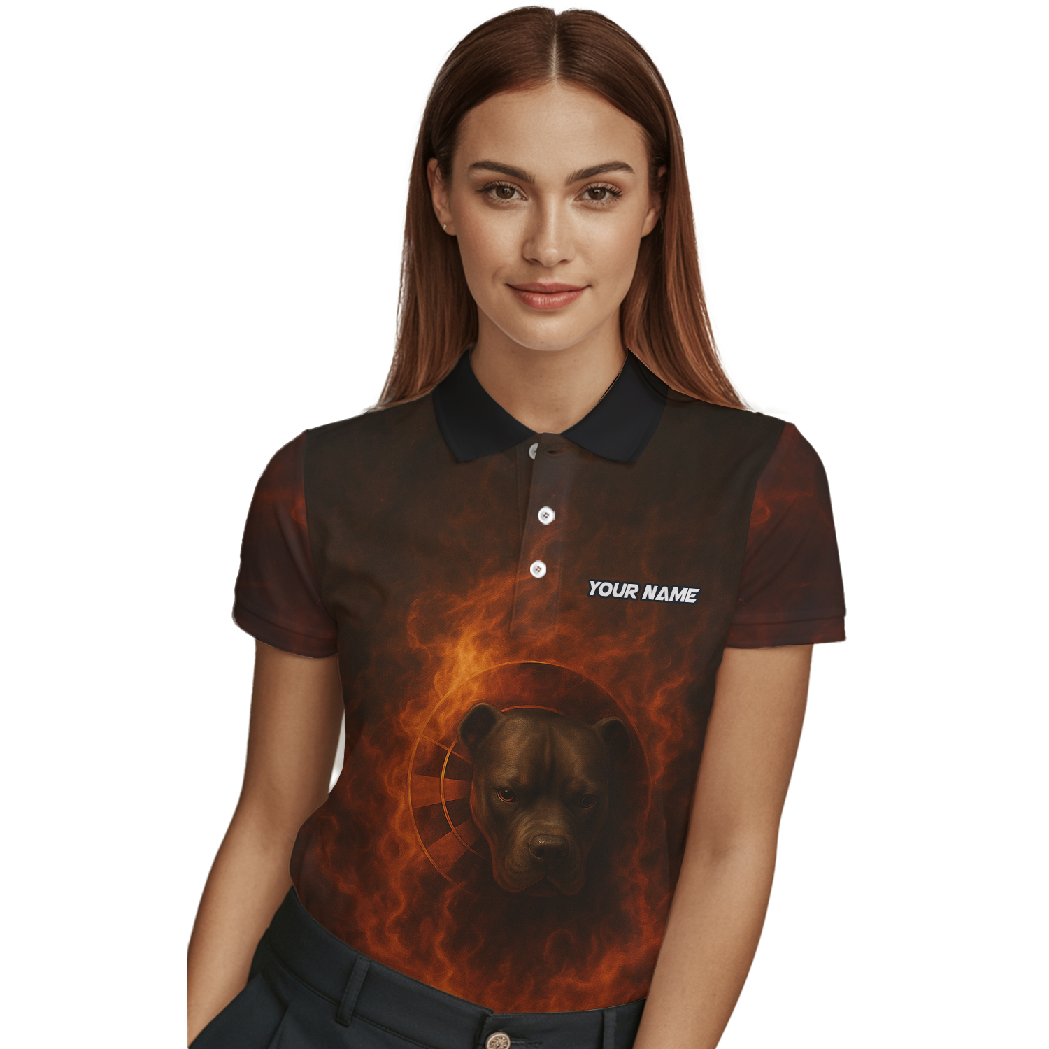 Personalized Pit Bull Fire Flame Dart Shirt Polo Custom Name For Women Y3740 additional image 3