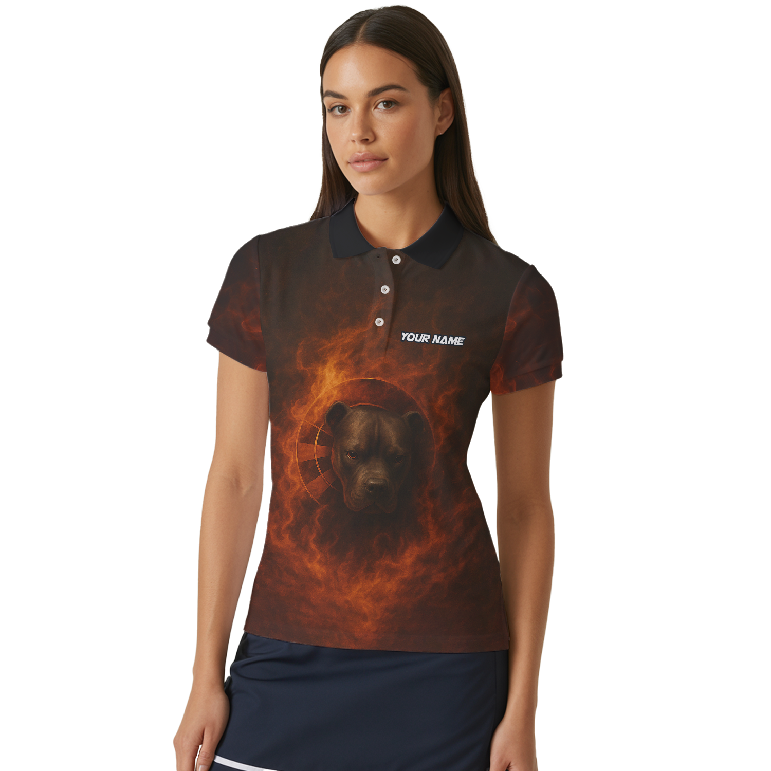 Personalized Pit Bull Fire Flame Dart Shirt Polo Custom Name For Women Y3740 additional image 4