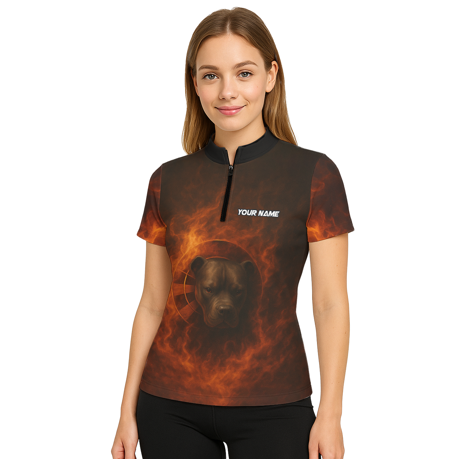Personalized Pit Bull Fire Flame Dart Shirt Polo Custom Name For Women Y3740 additional image 5