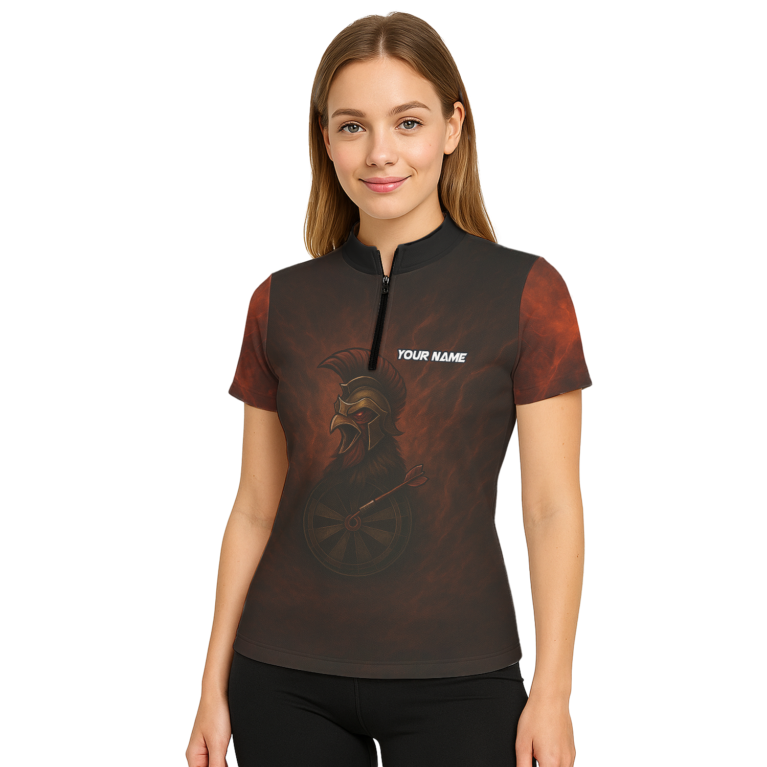 Custom Spartan Rooster Dart Polo Shirt Red Brown For Women D4679 additional image 5