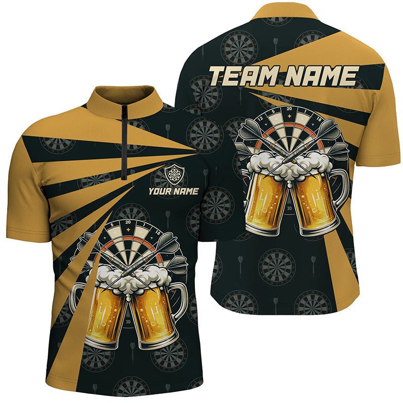 Schwarzes Gelbes Bier Herren Darts Polo Shirt | Personalisiertes Dartshirt für Männer | Lustige Dart Trikots | L1381 - Outfitsuche