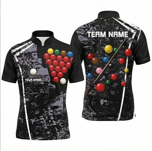 Personalised Snooker Balls Graphic Jersey Polo and Zipper Black Grey For Men R1241 - Zipper Women (Slim fit)