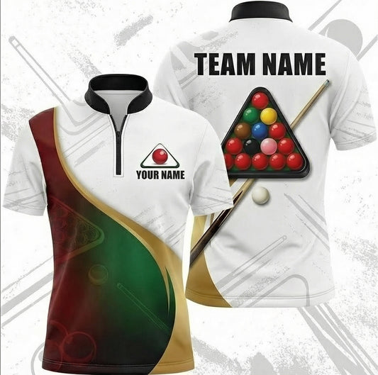Personalised Snooker Ball Triangle Jersey Polo and Zipper for Men Custom White Green Maroon D6823 - Zipper Women (Slim fit)