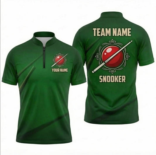 Personalised Red Ball Snooker Jersey Polo and Zipper Green For Men L1555 - Zipper Women (Slim fit)