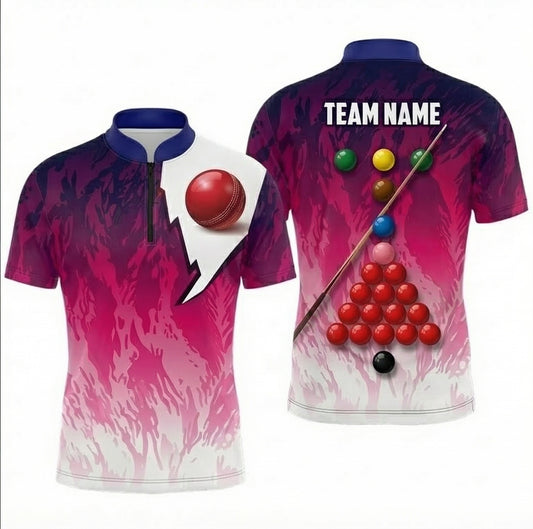 Personalised Abstract Splash Snooker Jersey Polo and Zipper Pink Purple White For Men O6591 - Zipper Women (Slim fit)