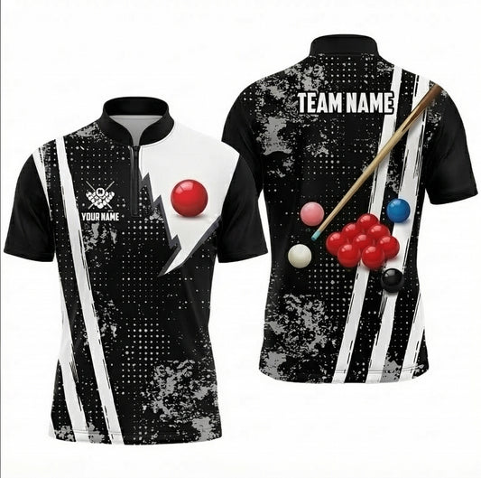 Personalised Custom Lightning Snooker Jersey Polo and Zipper for Men Black White S7545 - Zipper Women (Slim fit)